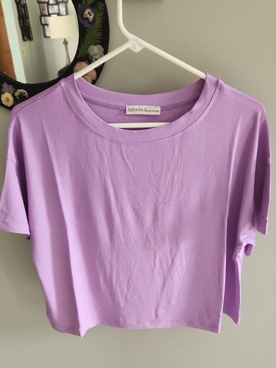 Zenana Outfitters Tops - SALE! Zenana Outfitters Lavender Ribbed Boxy Crop Tee